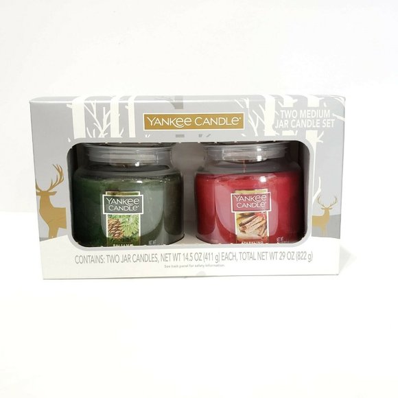 Yankee Candle Two Medium Jar Balsam Cedar Sparkling Cinnamon Gift Set - Picture 1 of 5